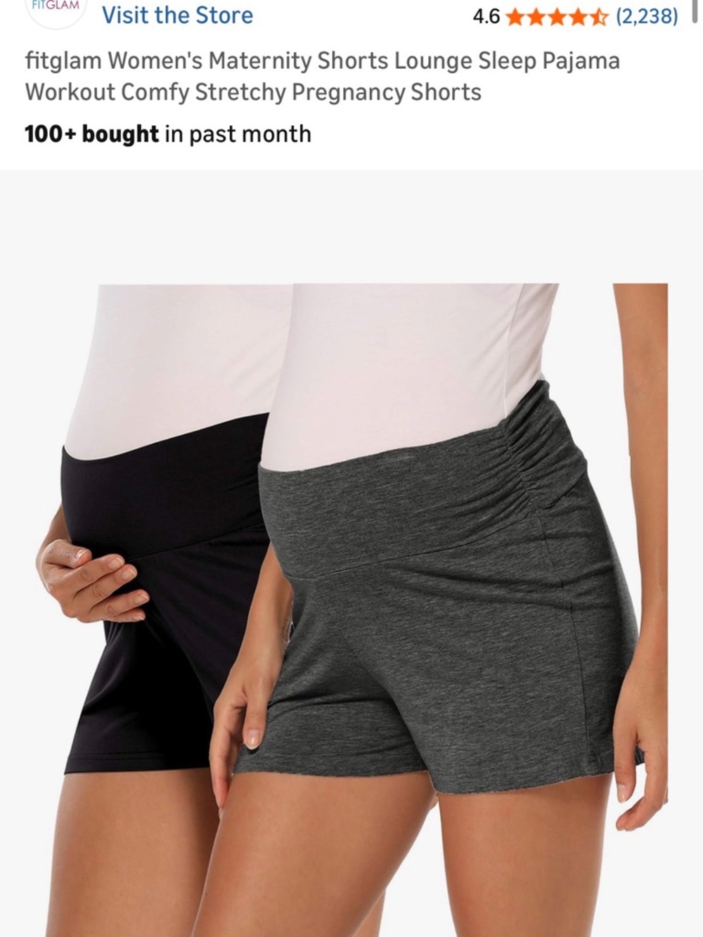 Maternity High-Waist Support Shorts — Black & Dark Gray
